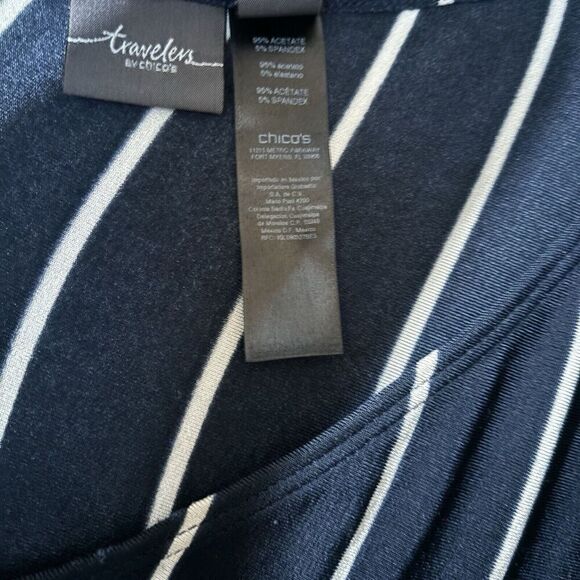 Chicos Travelers Tunic Top Womens XL Multicolor Stripe Acetate Slinky Blouse - Picture 8 of 9